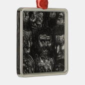 Elf groteske Gesichter Silbernes Ornament (Rechts)