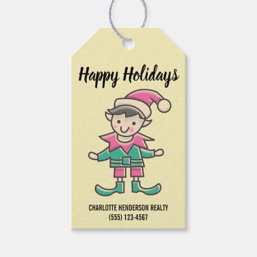 Elf Happy Holidays Company Weihnachten Geschenkanhänger (Vorderseite)