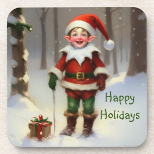 Elf Happy Holidays Getränkeuntersetzer