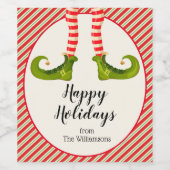 Elf Happy Holidays Weinetikett (Einzelnes Label)