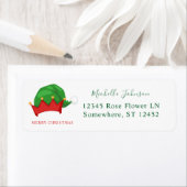 Elf hat 2 Weihnachts-Grünen Rücksendeadresse-Label (Insitu)