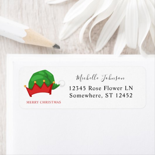 Elf Hat 2 Weihnachts-Rücksendeadresse-Label (Insitu)
