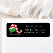 Elf Hat Christmas Return Address Label Black (Insitu)
