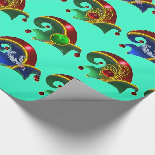 ELF HATS, KLEEBLATT, DIAMOND FEATHERS, Aqua Blue Geschenkpapier (Ecke)