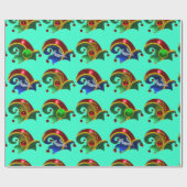 ELF HATS, KLEEBLATT, DIAMOND FEATHERS, Aqua Blue Geschenkpapier (Flach)