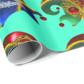 ELF HATS, KLEEBLATT, DIAMOND FEATHERS, Aqua Blue Geschenkpapier (Rolleneckpunkt)