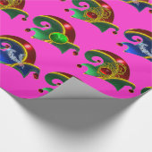 ELF HATS,KLEEBLATT,DIAMOND FEATHERS,Pink Fuchsia Geschenkpapier (Ecke)