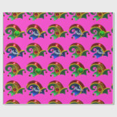 ELF HATS,KLEEBLATT,DIAMOND FEATHERS,Pink Fuchsia Geschenkpapier (Flach)