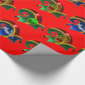 ELF HATS, KLEEBLATT, DIAMOND FEATHERS, Rot Geschenkpapier (Ecke)