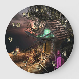 Elf-Haus Große Wanduhr