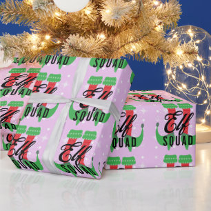 Elf Heelses Squad Weihnachtsschneeflocken Rosa Geschenkpapier