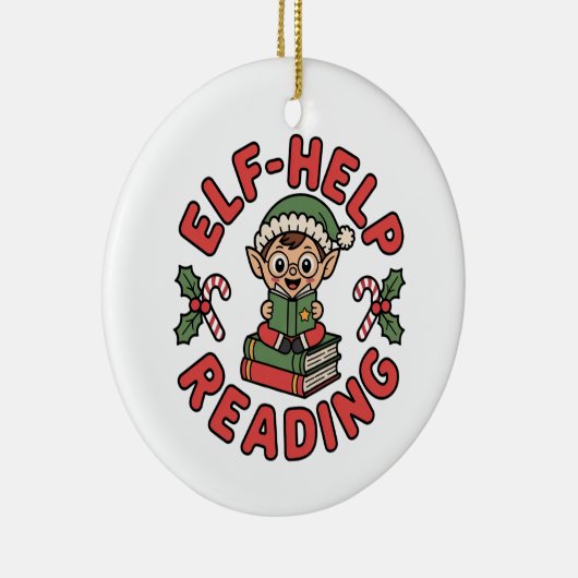 Elf-Help Reading Holiday Tree Keramik Ornament (Rechts)