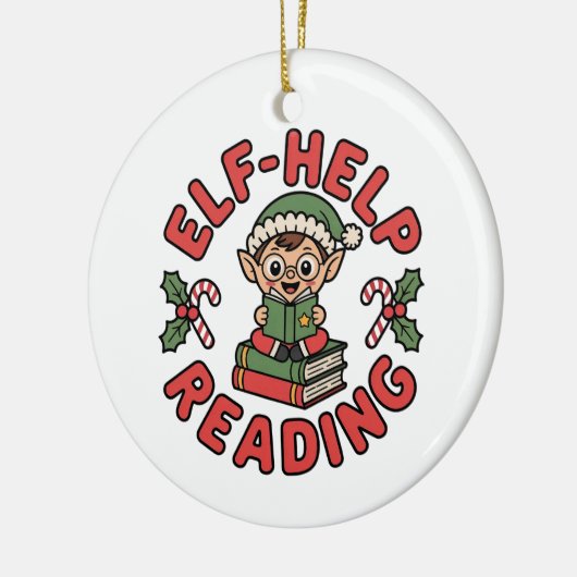 Elf-Help Reading Holiday Tree Keramik Ornament (Links)