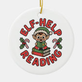 Elf-Help-Reading-Weihnachtsbaum Keramik Ornament (Vorne)