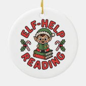 Elf-Help-Reading-Weihnachtsbaum Keramik Ornament (Hinten)