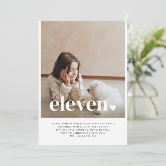 Elf Herz Foto Geburtstag Einladung (Stehend Vorderseite)