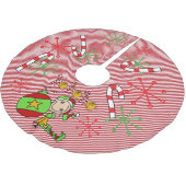 Elf Ho Ho Holiday Tree Skirt Polyester Weihnachtsbaumdecke (Schrägansicht)