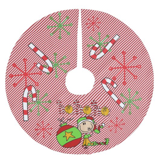 Elf Ho Ho Holiday Tree Skirt Polyester Weihnachtsbaumdecke (Vorderseite)