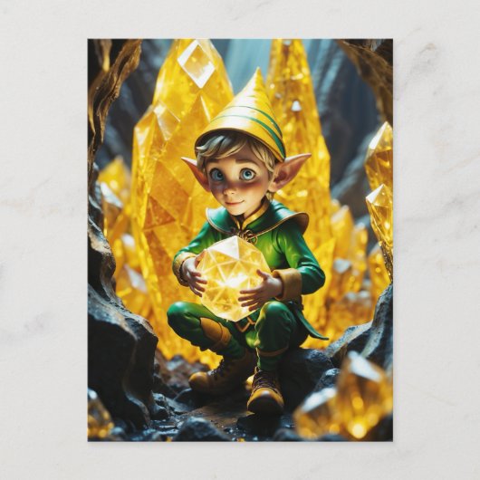 Elf Holding Yellow Crystall Postkarte (Vorderseite)