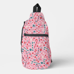 Elf Holiday Candy Pattern Crossbody Bag