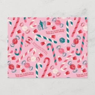 Elf Holiday Candy Pattern Feiertagspostkarte