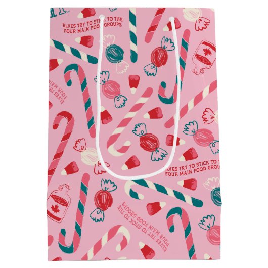 Elf Holiday Candy Pattern Mittlere Geschenktüte (Rückseite)