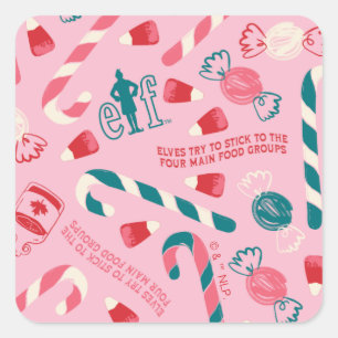 Elf Holiday Candy Pattern Quadratischer Aufkleber