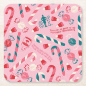 Elf Holiday Candy Pattern Rechteckiger Pappuntersetzer (Vorderseite)