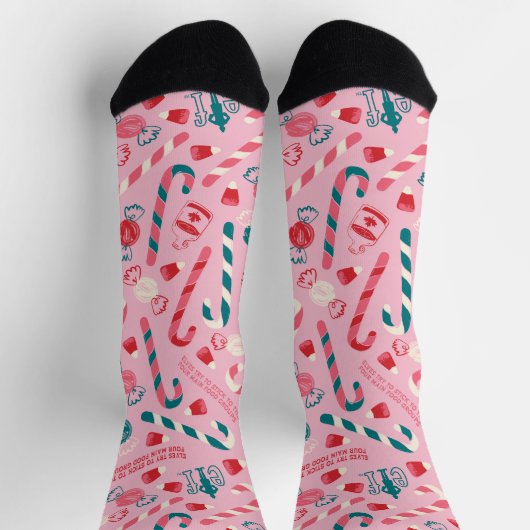 Elf Holiday Candy Pattern Socken (Oben)