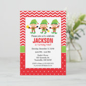 Elf Holiday Geburtstagsparty Einladung (Stehend Vorderseite)