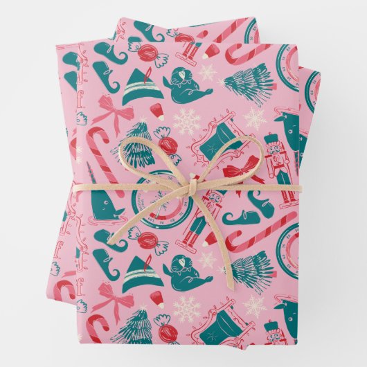 Elf Holiday Gerahmt Icon Muster Geschenkpapier Set (Beispiel)