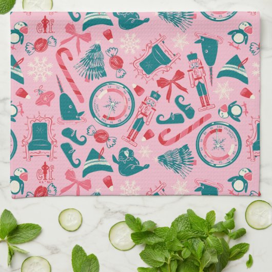 Elf Holiday Gerahmt Icon Muster Geschirrtuch (Gefaltet)