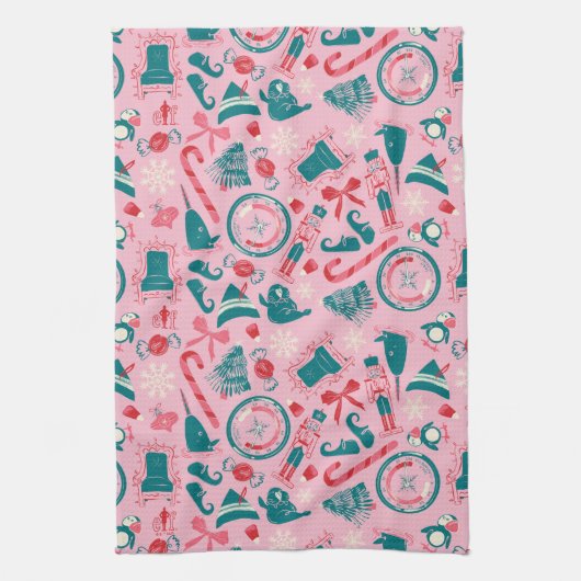 Elf Holiday Gerahmt Icon Muster Geschirrtuch (Vertikal)