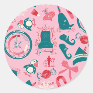 Elf Holiday Gerahmt Icon Muster Runder Aufkleber