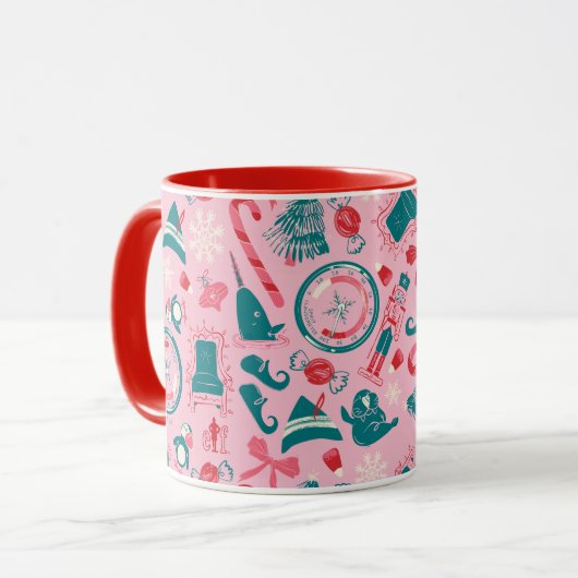 Elf Holiday Gerahmt Icon Muster Tasse (Vorderseite Links)
