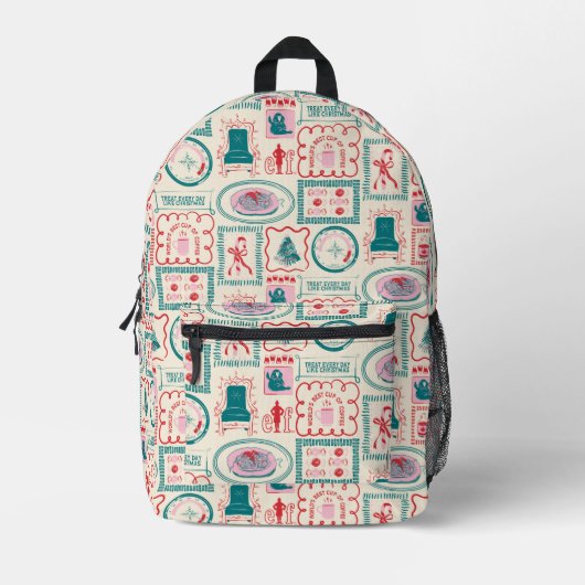 Elf Holiday Icon Muster Bedruckter Rucksack (Vorderseite)