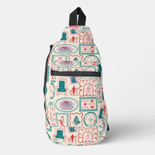 Elf Holiday Icon Muster Crossbody Bag (Vorderseite)