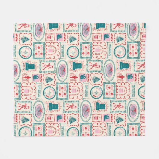 Elf Holiday Icon Muster Fleecedecke (Vorderseite (Horizontal))