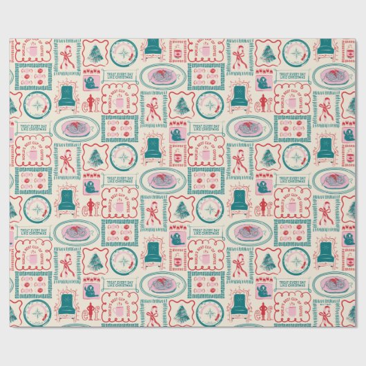 Elf Holiday Icon Muster Geschenkpapier (Flach)