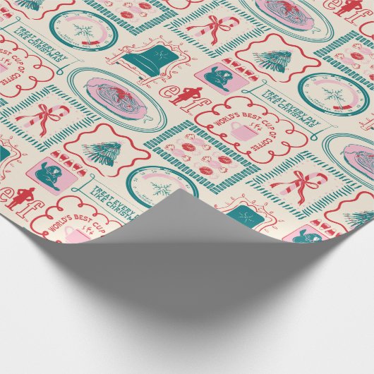 Elf Holiday Icon Muster Geschenkpapier (Ecke)
