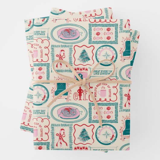 Elf Holiday Icon Muster Geschenkpapier Set (Beispiel)