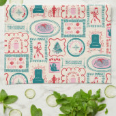 Elf Holiday Icon Muster Geschirrtuch (Gefaltet)