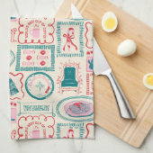 Elf Holiday Icon Muster Geschirrtuch (Viertel Falte)