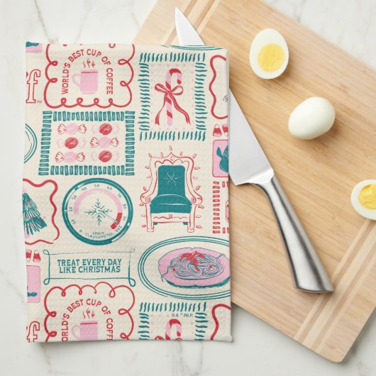 Elf Holiday Icon Muster Geschirrtuch (Viertel Falte)