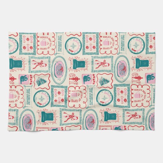 Elf Holiday Icon Muster Geschirrtuch (Horizontal)