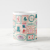 Elf Holiday Icon Muster Jumbo-Tasse (Vorderseite)