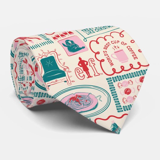 Elf Holiday Icon Muster Krawatte (Gerollt)