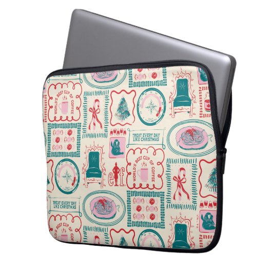 Elf Holiday Icon Muster Laptopschutzhülle (Vorderseite Links)