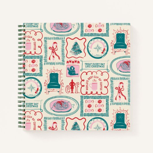 Elf Holiday Icon Muster Notizblock (Vorderseite)