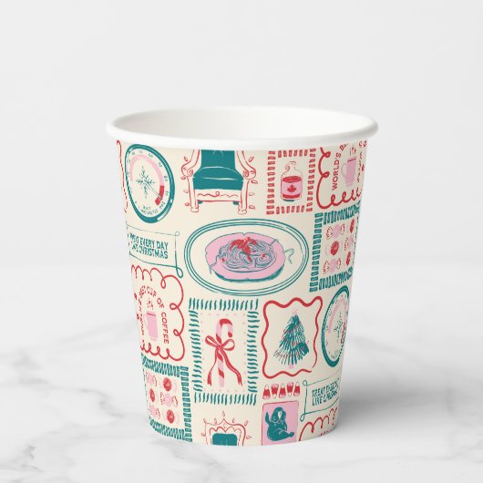 Elf Holiday Icon Muster Pappbecher (Rückseite)